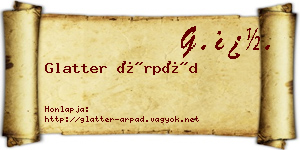 Glatter Árpád névjegykártya